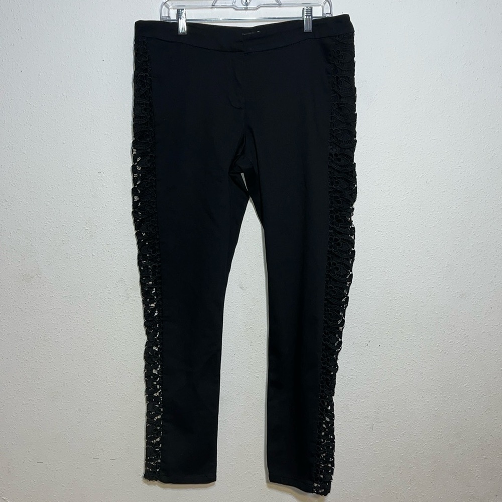 Venus Womens Black Pullon Open Lace Trim Pants Size 14